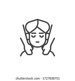 Face massage procedure line icon. linear style sign for mobile concept and web design. Face spa therapy outline vector icon. Symbol, logo illustration. Vector graphics