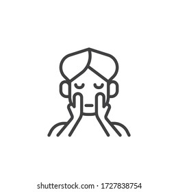 Face massage procedure line icon. linear style sign for mobile concept and web design. Face spa therapy outline vector icon. Symbol, logo illustration. Vector graphics