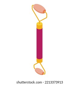 Face Massage Tool Icon Isometric Vector. Jade Roller. Facial Skin