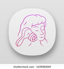 Face massager app icon. Beauty device for home use. Cosmetology instrument. Skin care. Beauty parlour spa procedure. UI/UX user interface. Web or mobile applications. Vector isolated illustrations