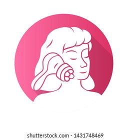 Face massager flat design long shadow glyph icon. Beauty device for home use. Cosmetology instrument. Skin care. Beauty parlour spa procedure. Vector silhouette illustration