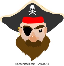 Face of a mean Pirate Vector Cartoon