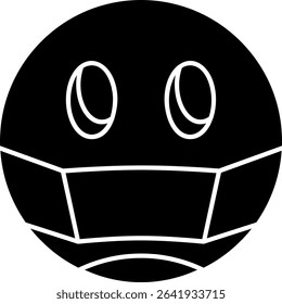 Face with Medical Mask Glyph Vector Icon Design