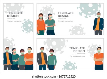 Face medical mask for safety COVID-19 (Coronavirus, pm 2.5 , Group of people wearing medical mask for coronavirus protection and healthcare. template vector illustration 