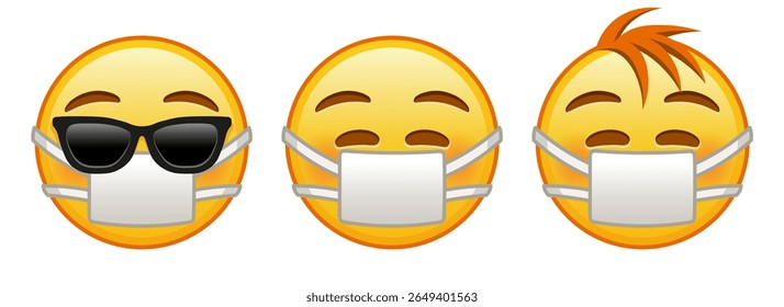 Face with medical mask Set of three emoji