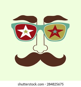 Face. Men with glasses. Vector illustration.