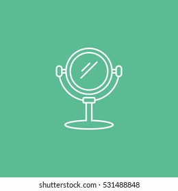 Face Mirror Line Icon On Green Background