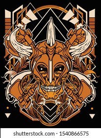 face of modern viking skull with sacred geometry background for logo and t shirt design