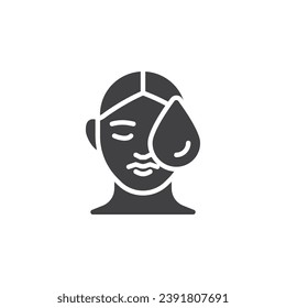 Icono vectorial de crema hidratante. signo plano relleno para concepto móvil y diseño web. Icono de glifo de higiene de la piel de cara. Símbolo, ilustración del logotipo. Gráficos vectoriales