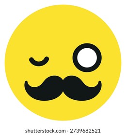 Face with monocle in comic emoji style. Ironic gentleman
