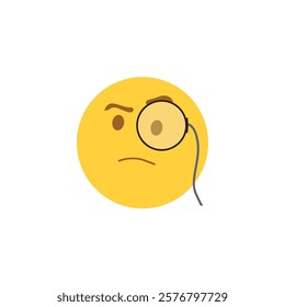 Face with monocle questioning why vector emoji illustration raised eyebrow inspecting