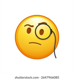 Face with monocle questioning why vector emoji illustration raised eyebrow inspecting, vector illustration.