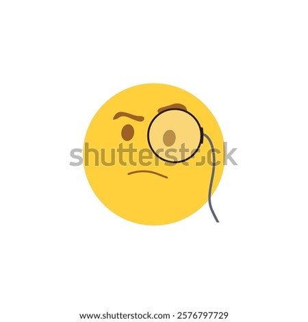 Face with monocle questioning why vector emoji illustration raised eyebrow inspecting