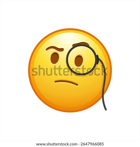 Face with monocle questioning why vector emoji illustration raised eyebrow inspecting, vector illustration.