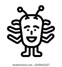 face monster funny line icon vector. face monster funny sign. isolated contour symbol black illustration