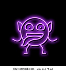 face monster funny neon light sign vector. face monster funny sign. isolated symbol illustration