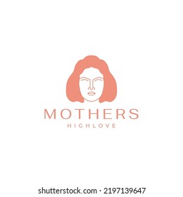 face mother short hair logo design