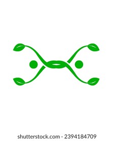 Face motif in the form of lines with a touch of green