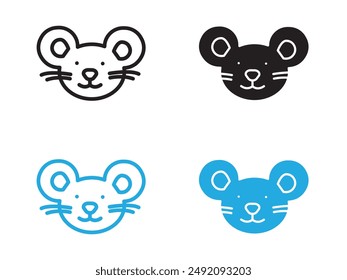 Face of mouse icon black and white vector outline sign