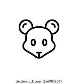 Face of mouse icon Black and white outline vector