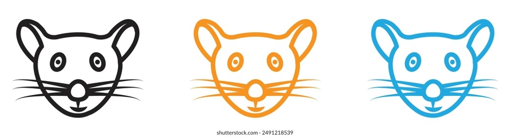 Face of mouse vector logo set collection for web app ui