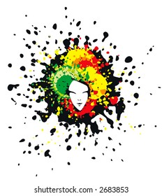  face in multicolor spots
