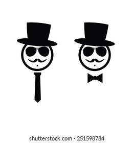 face with mustache black vector silhouette illustration