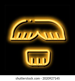 Face Mustache Chin Hair neon light sign vector. Glowing bright icon Face Mustache Chin Hair sign. transparent symbol illustration