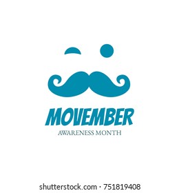 Face with mustache symbolize Movember Awareness Month. Vector illustration.