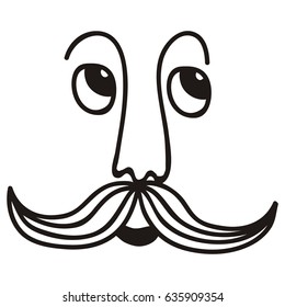 Face with mustache. Vector illustration.