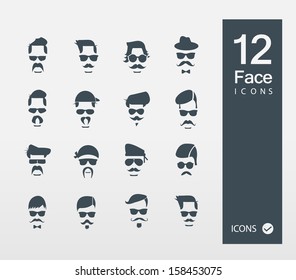 Face with Mustaches ( Set of 12 Quality icons )