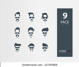 Face with Mustaches ( Set of 9 Quality icons )