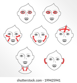 Face and neck plastic surgery / Solid fill and outline icons  