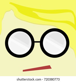face of nerd with blond hair flat design vector eps10