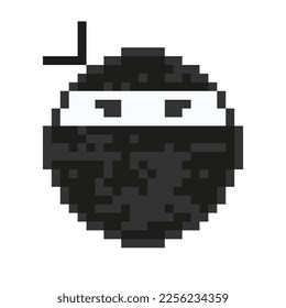 Face ninja. Pixel art emoticons. Vector illustration.