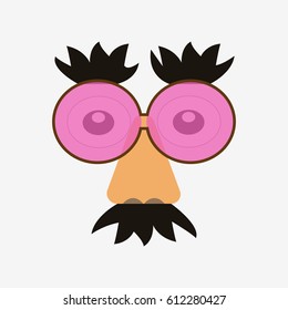 Face with nose, glasses, eyebrows and mustache.
