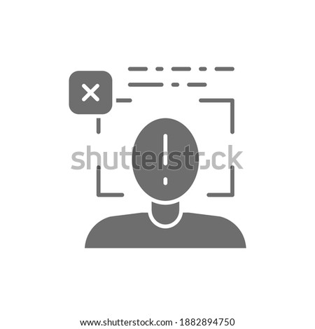 Face not identified, face not recognized grey icon.