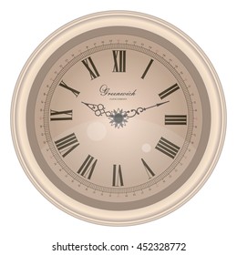 Face of old clock. Vector illustration.
