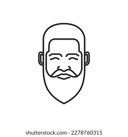 face old man bearded head fashion hairstyle cool line minimal rounded logo design vector