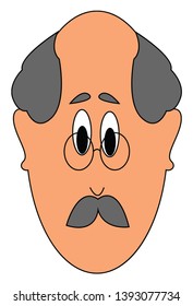 A face of a old man with grey hair wearing specs vector color drawing or illustration