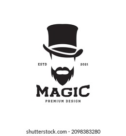 face old man with hat magic logo symbol icon vector graphic design illustration idea creative