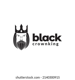face old man king long beard logo design, vector graphic symbol icon illustration creative idea