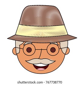 the face old man profile avatar of the grandfather