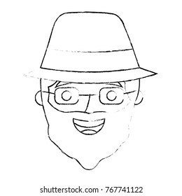 the face old man profile avatar of the grandfather sketch
