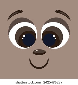Face on a brown background. Face. Brown eyes. Cartoon. Images. Temtlate. EPS10. Vector. Illustration. 