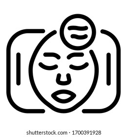 Face on massage table icon. Outline face on massage table vector icon for web design isolated on white background