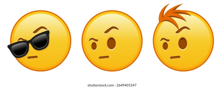 Rosto com uma sobrancelha levantada Conjunto de três emojis