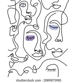 Face one line art doodle vector illustration
