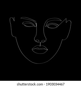 
Face in one line art style. Continuous line art in an elegant style for tattoos, posters, textiles, prints, cards or other purposes. Vector illustration of a face