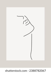 Face One Line Drawing Abstract Woman Portrait Modern Minimalist Art Beauty Design 